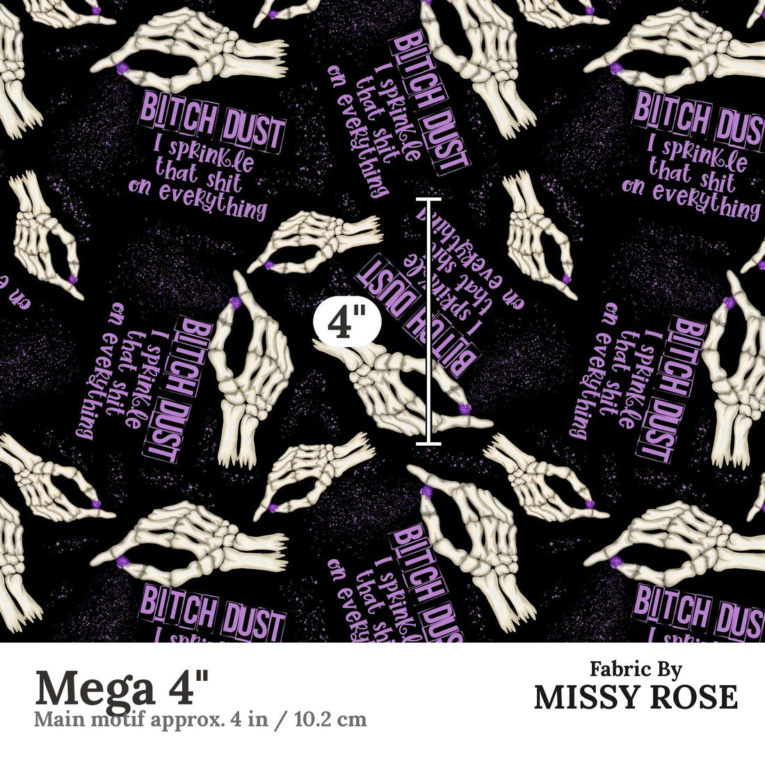 Profanity Fabric 20 Mega 4 inch print scale guide | Fabric by Missy Rose