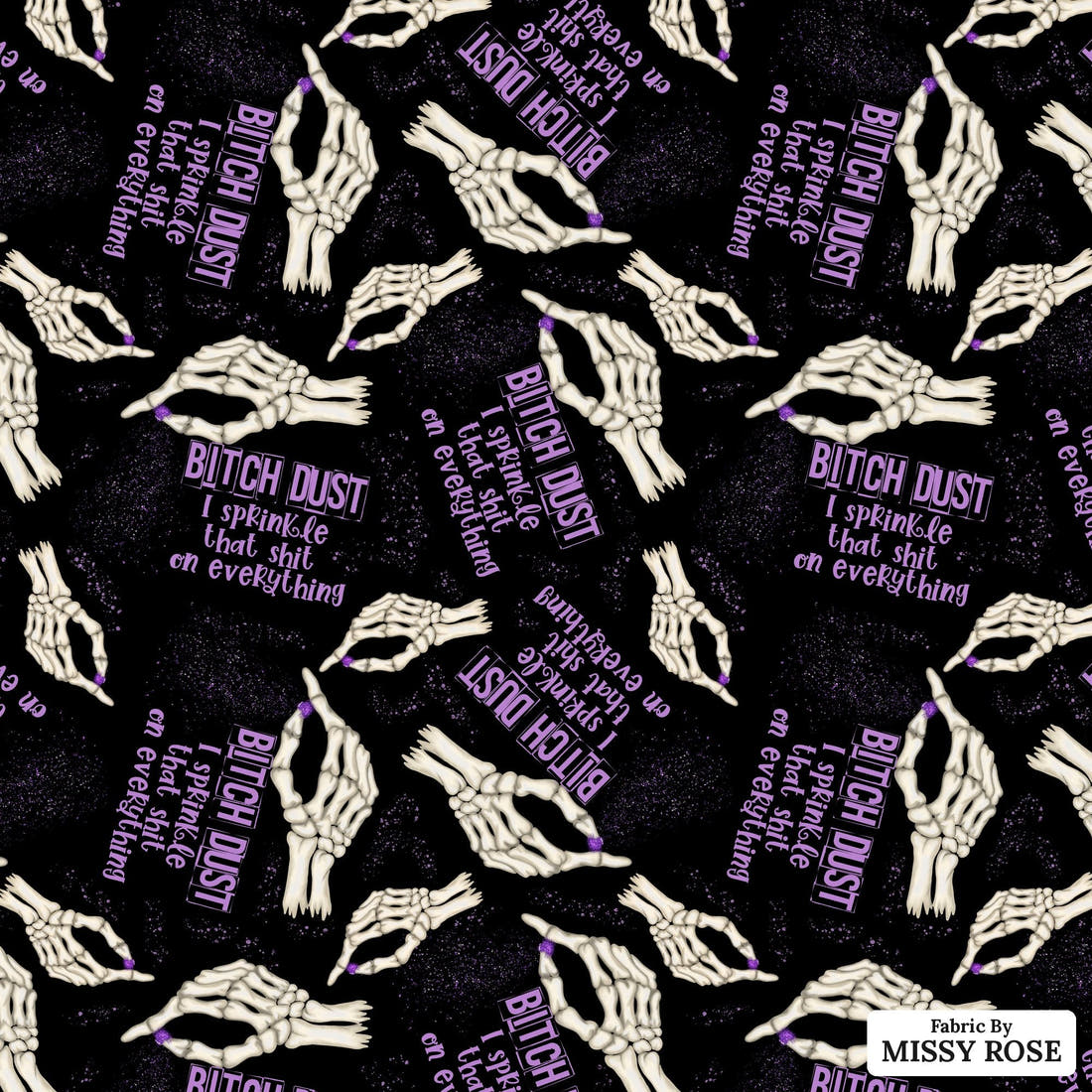 Profanity Fabric 20 - flat view of the print, zoom in for detail | Fabric by Missy Rose