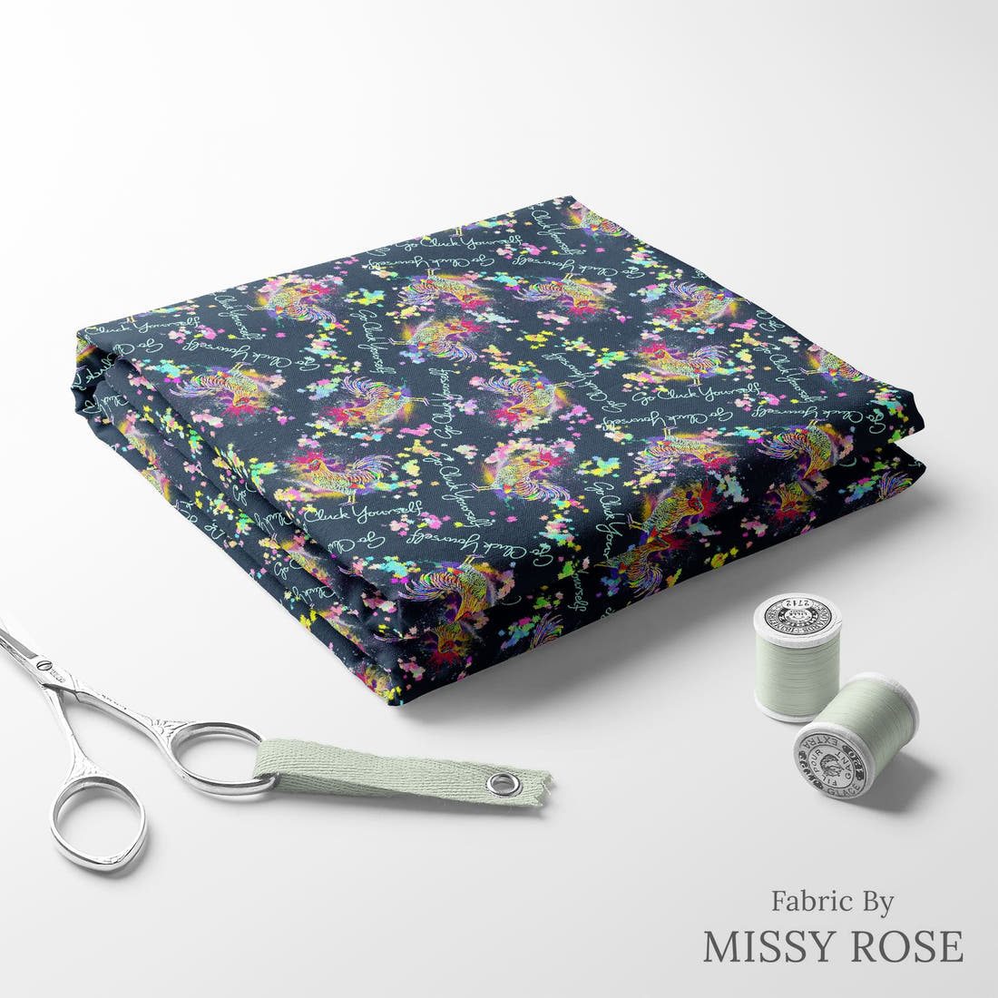 Profanity Fabric 22 folded fabric stack with matching thread - pre-order fabric Australia | Fabric by Missy Rose