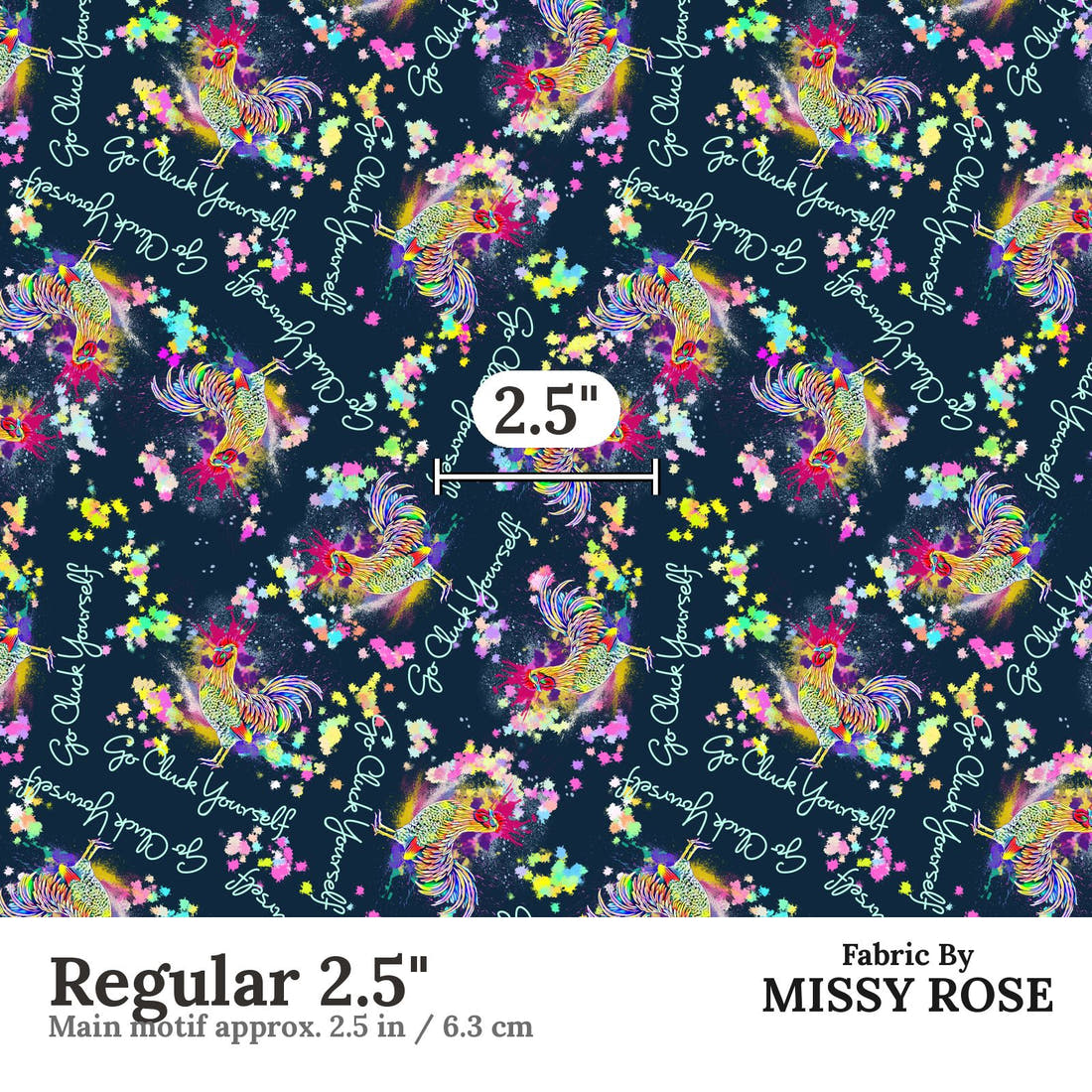 Profanity Fabric 22 Regular 2.5 inch print scale guide | Fabric by Missy Rose