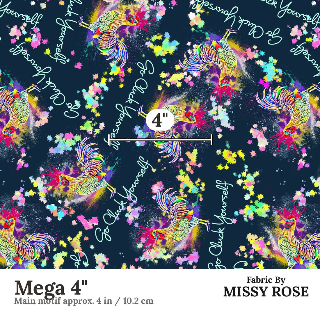 Profanity Fabric 22 Mega 4 inch print scale guide | Fabric by Missy Rose