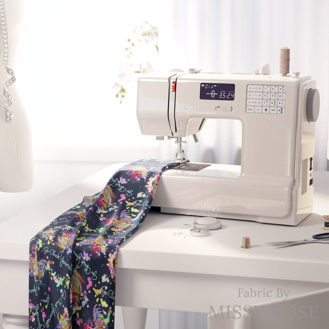 Profanity Fabric 22 on a sewing machine - premium fabric for sewing projects | Fabric by Missy Rose