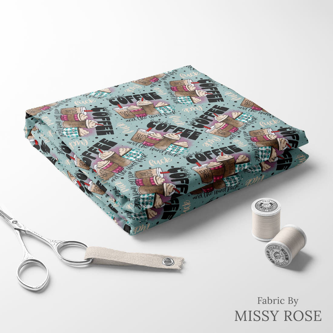Profanity Fabric 23 folded fabric stack with matching thread - pre-order fabric Australia | Fabric by Missy Rose