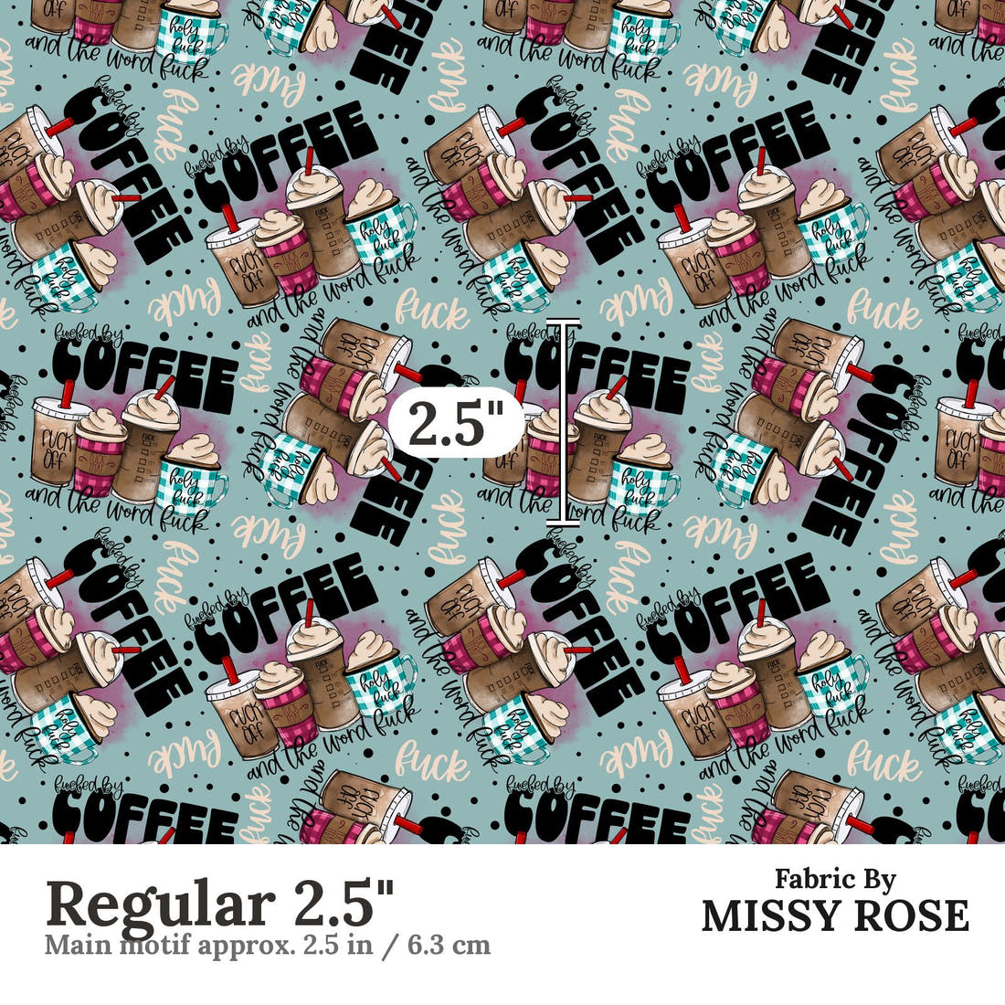 Profanity Fabric 23 Regular 2.5 inch print scale guide | Fabric by Missy Rose