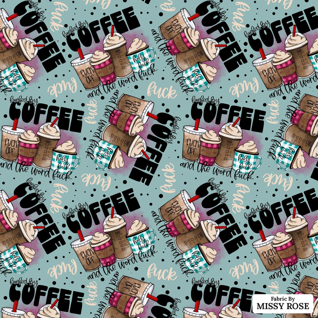 Profanity Fabric 23 - flat view of the print, zoom in for detail | Fabric by Missy Rose