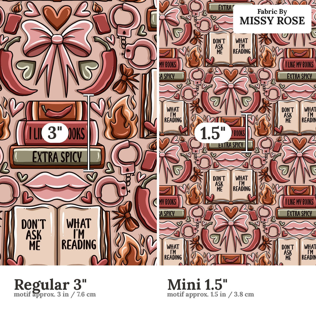 Profanity Fabric 233 Regular 3 inch vs Mini 1.5 inch print scale side by side | Fabric by Missy Rose