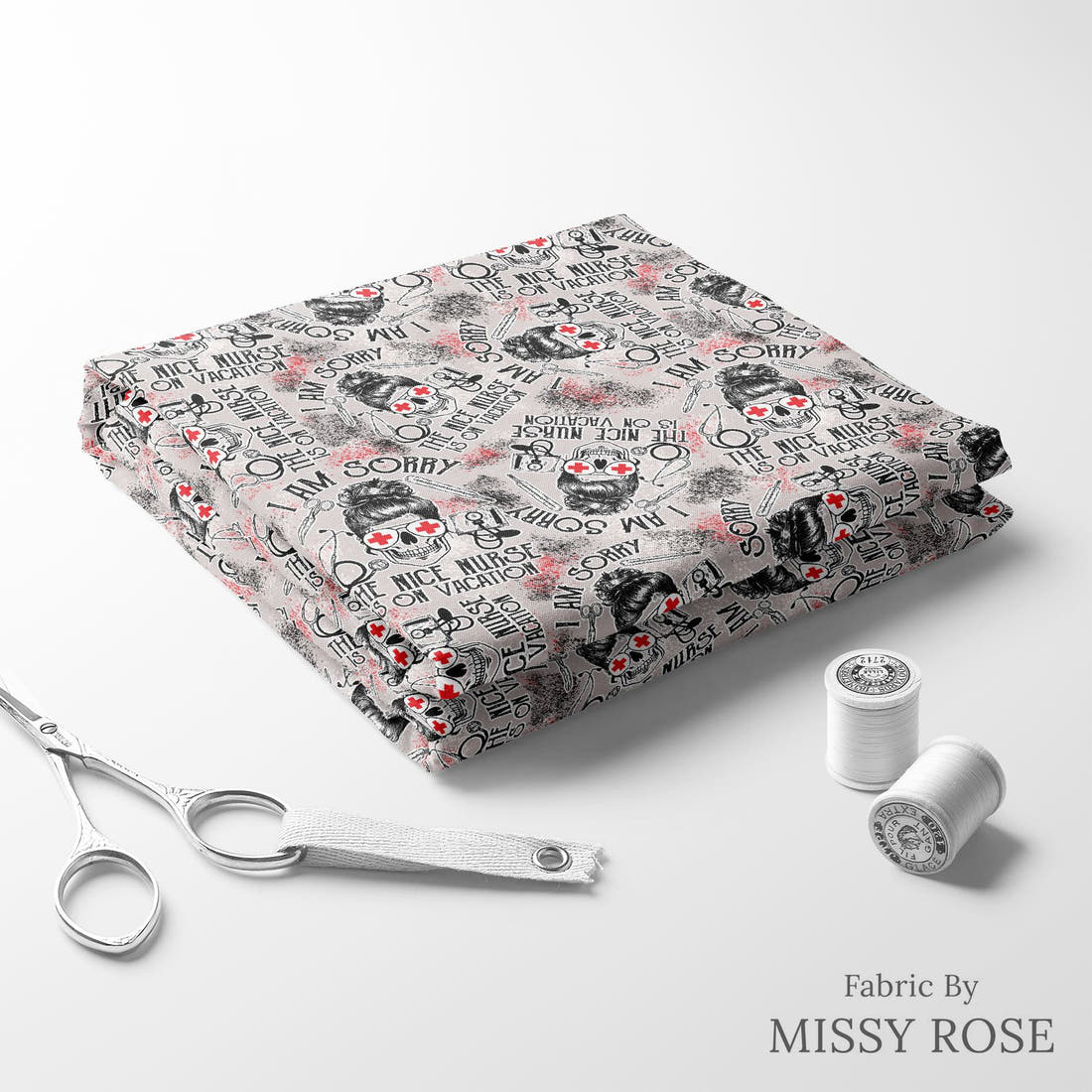 Profanity Fabric 234 folded fabric stack with matching thread - pre-order fabric Australia | Fabric by Missy Rose