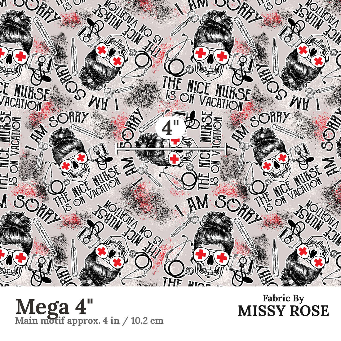 Profanity Fabric 234 Mega 4 inch print scale guide | Fabric by Missy Rose