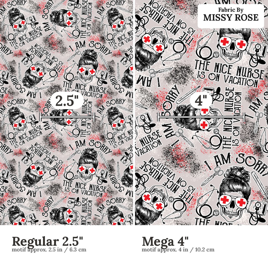 Profanity Fabric 234 Regular 2.5 inch vs Mega 4 inch print scale side by side | Fabric by Missy Rose