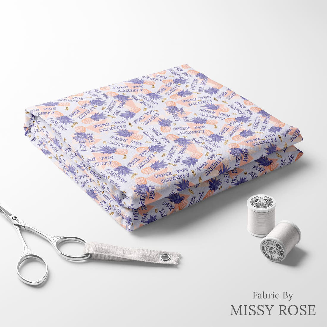 Profanity Fabric 235 folded fabric stack with matching thread - pre-order fabric Australia | Fabric by Missy Rose