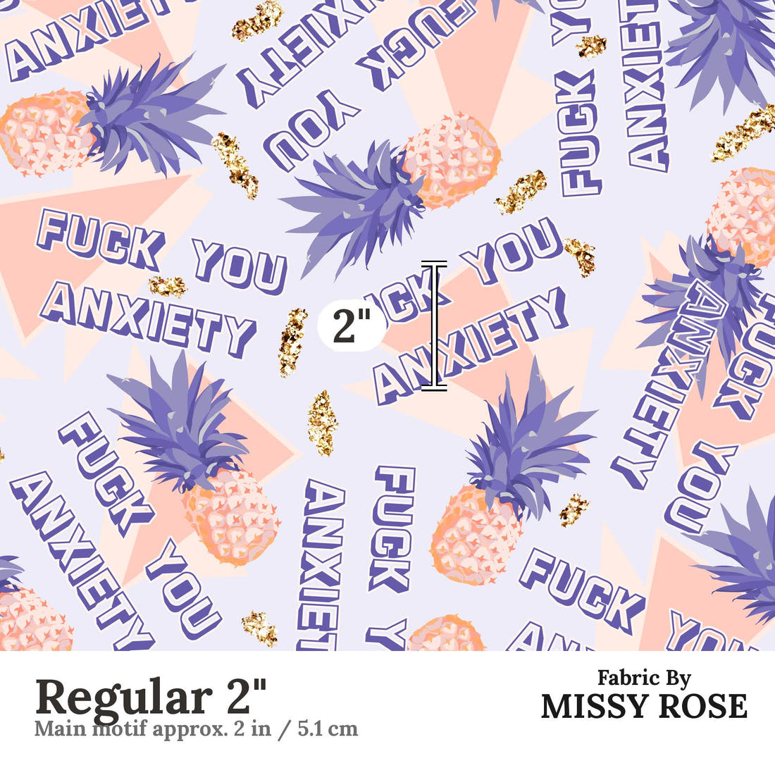 Profanity Fabric 235 Regular 2 inch print scale guide | Fabric by Missy Rose