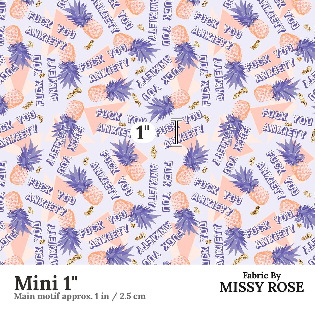 Profanity Fabric 235 Mini 1 inch print scale guide | Fabric by Missy Rose