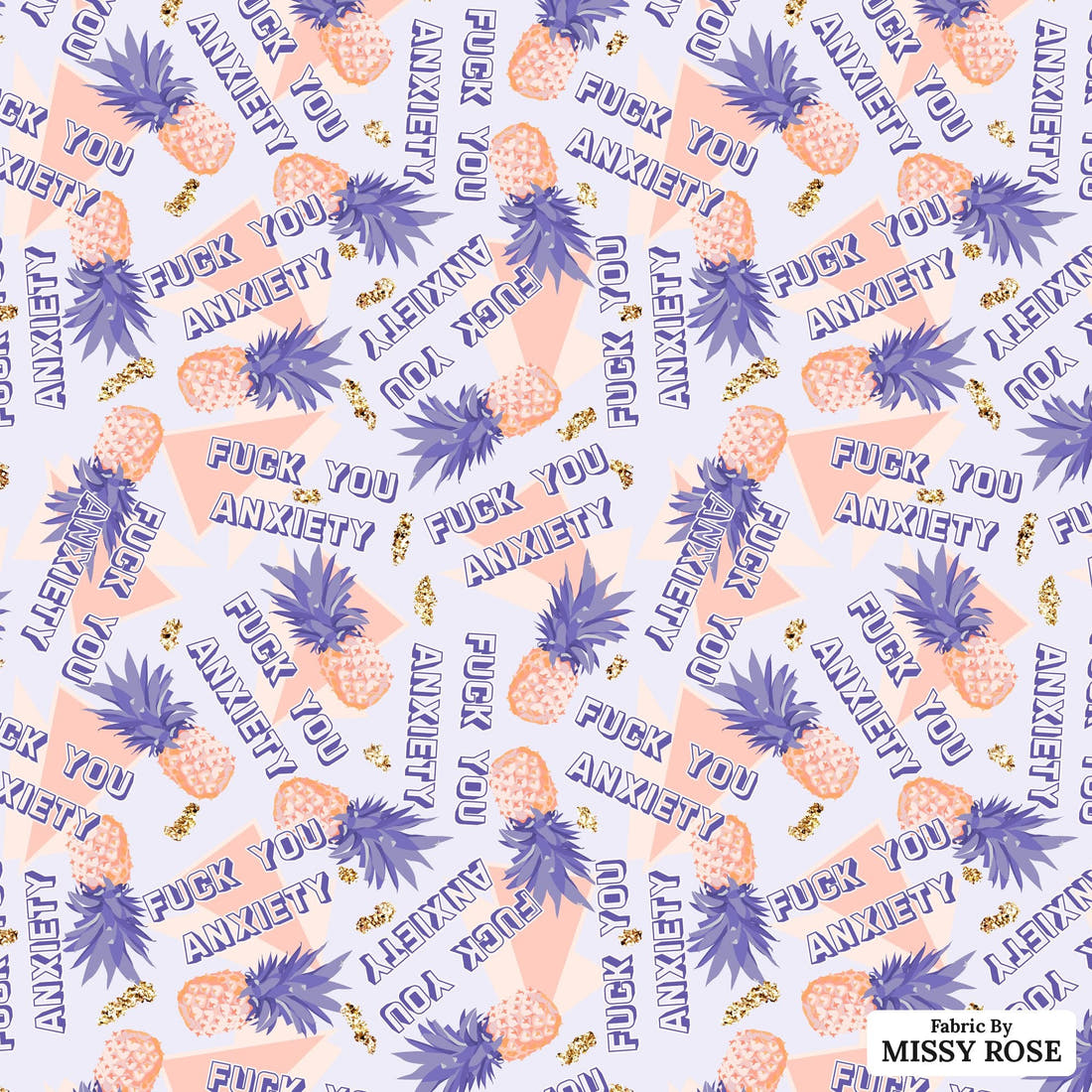 Profanity Fabric 235 - flat view of the print, zoom in for detail | Fabric by Missy Rose