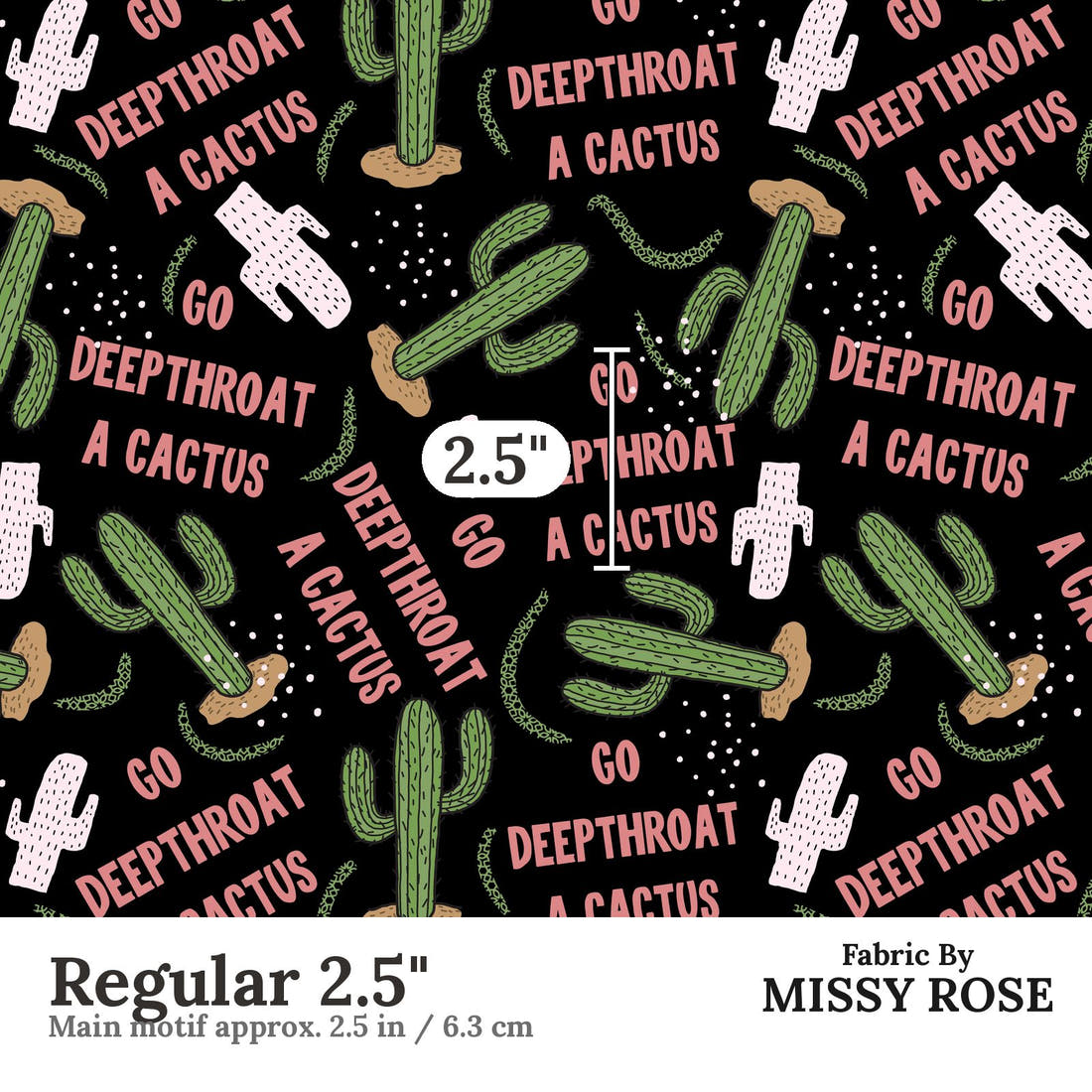 Profanity Fabric 238 Regular 2.5 inch print scale guide | Fabric by Missy Rose