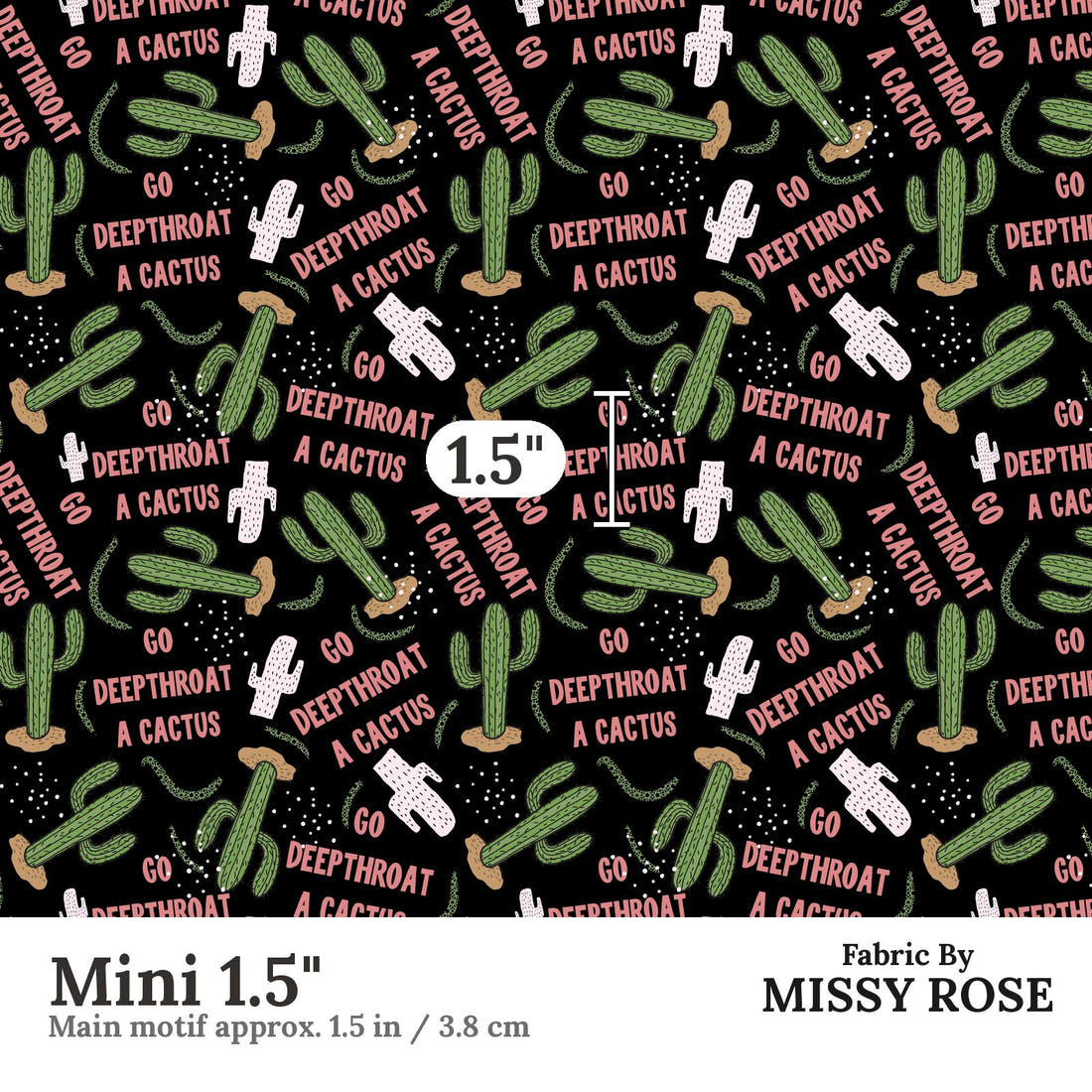 Profanity Fabric 238 Mini 1.5 inch print scale guide | Fabric by Missy Rose