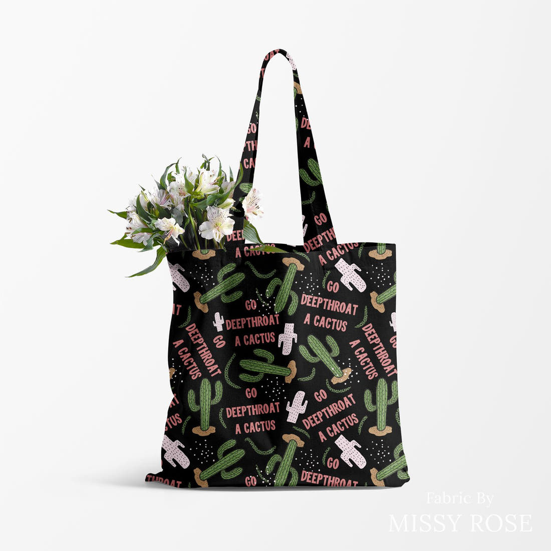Profanity Fabric 238 made up as a tote bag - see how the print looks made up | Fabric by Missy Rose