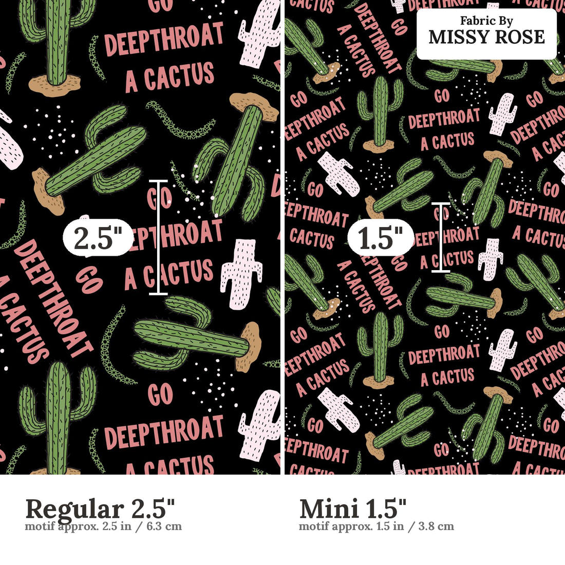 Profanity Fabric 238 Regular 2.5 inch vs Mini 1.5 inch print scale side by side | Fabric by Missy Rose