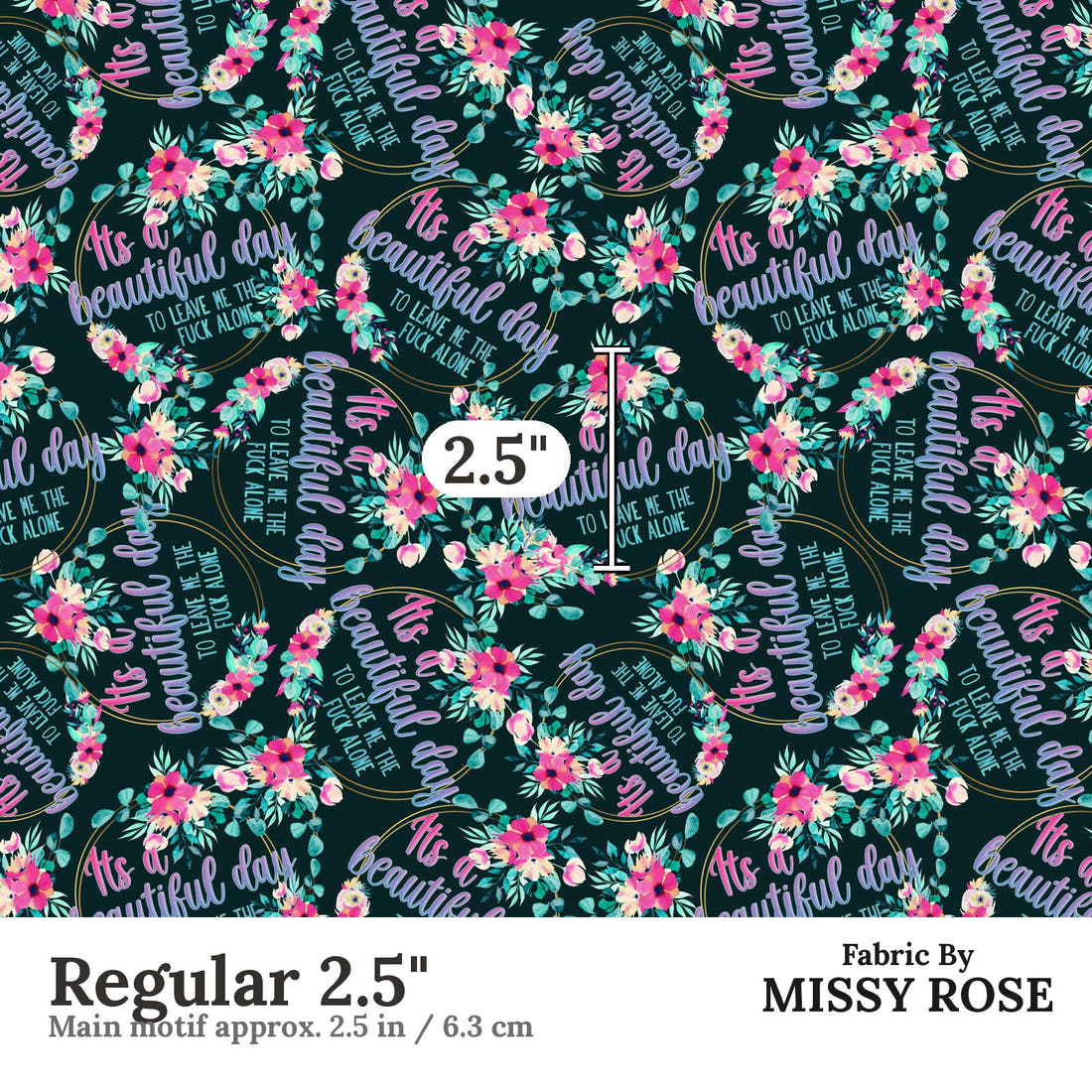 Profanity Fabric 24 Regular 2.5 inch print scale guide | Fabric by Missy Rose
