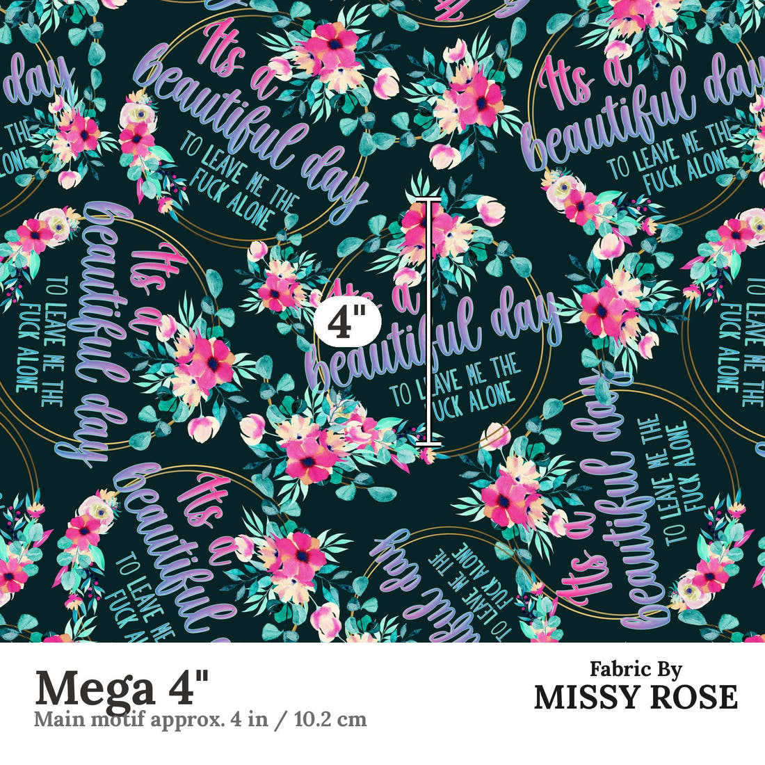 Profanity Fabric 24 Mega 4 inch print scale guide | Fabric by Missy Rose