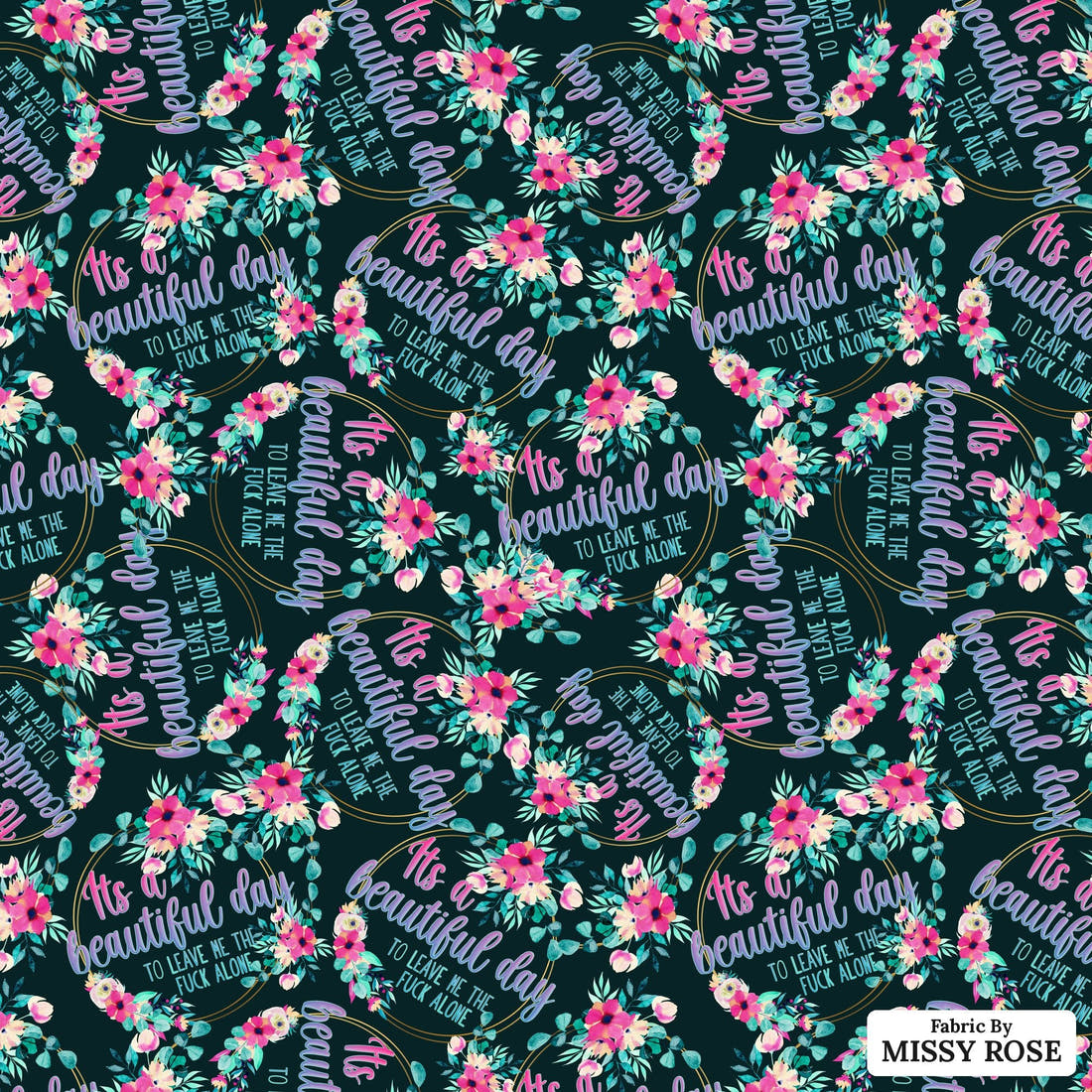 Profanity Fabric 24 - flat view of the print, zoom in for detail | Fabric by Missy Rose
