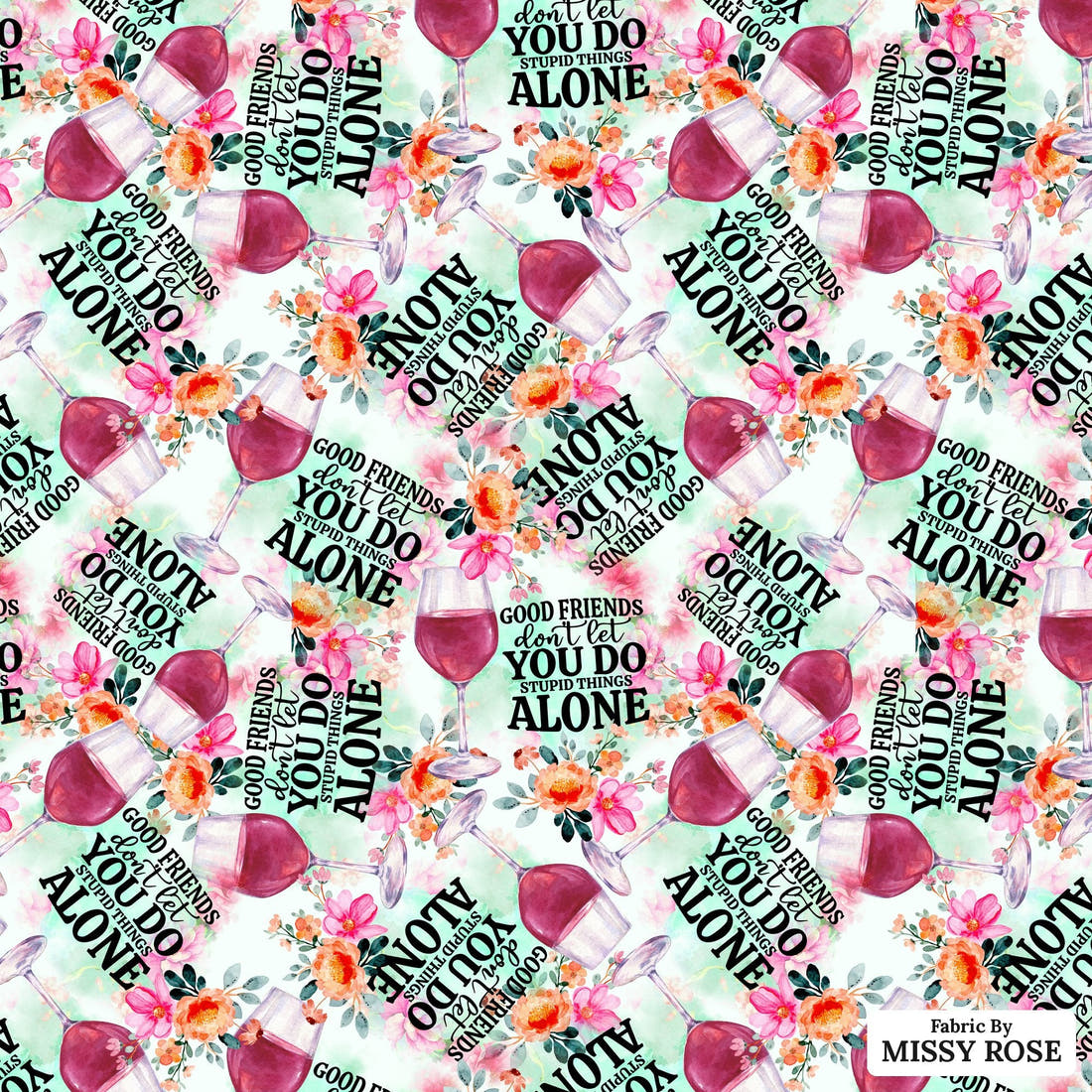 Profanity Fabric 242 - flat view of the print, zoom in for detail | Fabric by Missy Rose