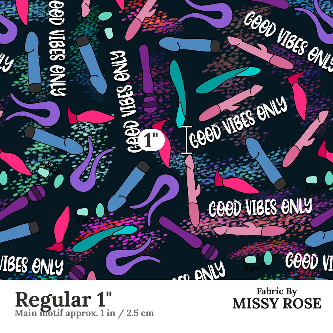 Profanity Fabric 243 Regular 1 inch print scale guide | Fabric by Missy Rose