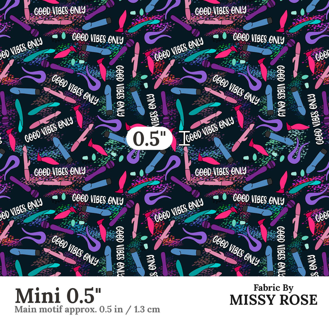 Profanity Fabric 243 Mini 0.5 inch print scale guide | Fabric by Missy Rose