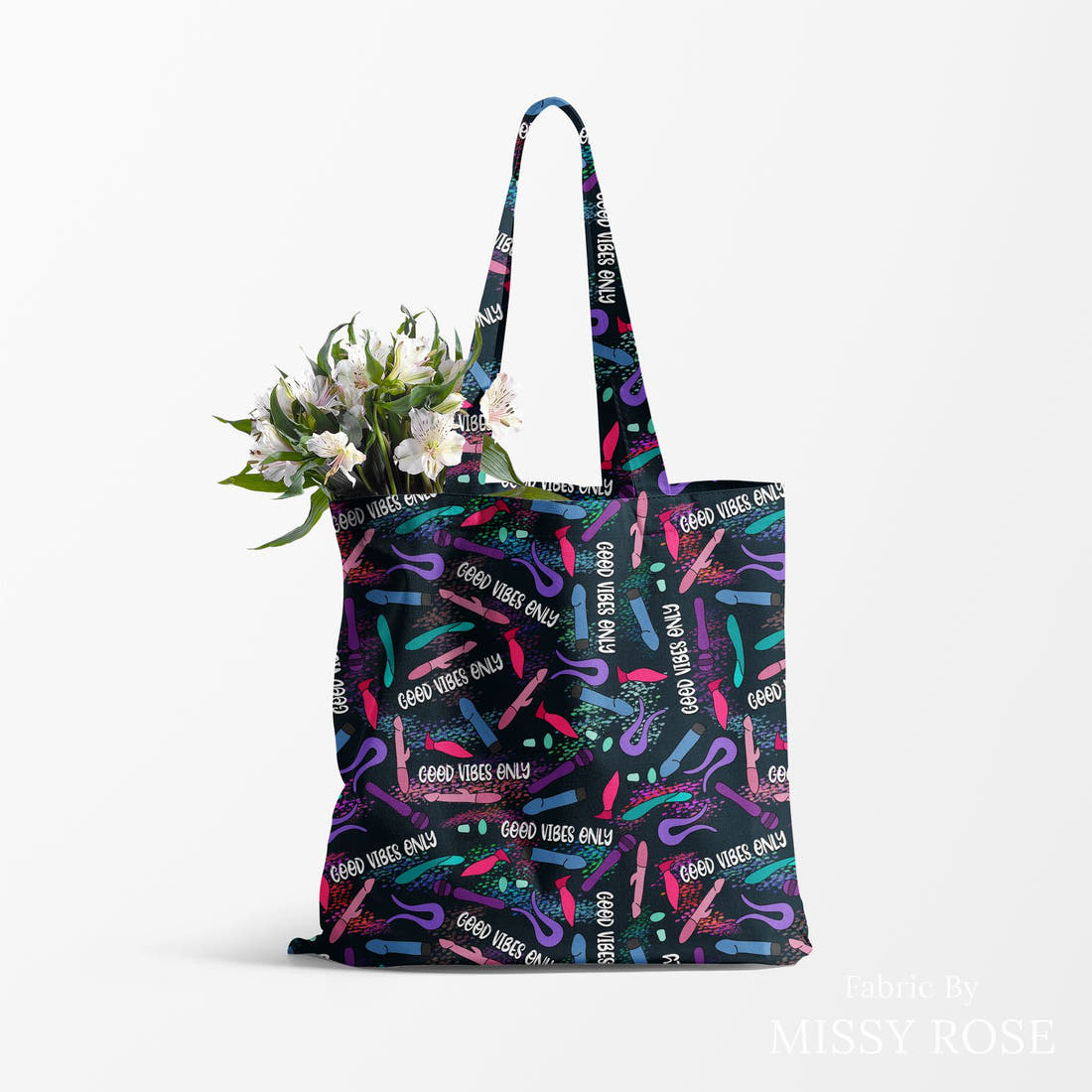 Profanity Fabric 243 made up as a tote bag - see how the print looks made up | Fabric by Missy Rose