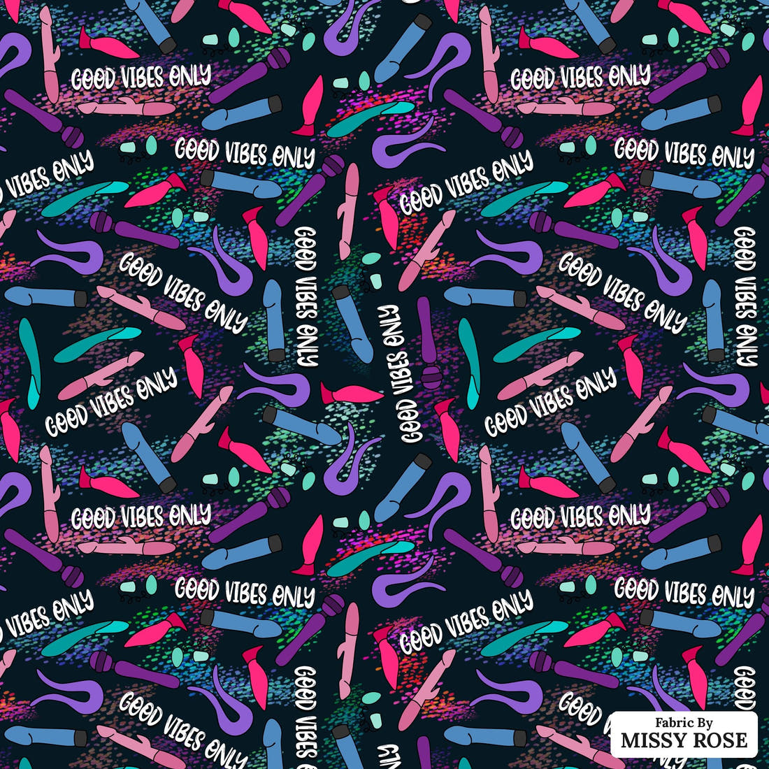 Profanity Fabric 243 - flat view of the print, zoom in for detail | Fabric by Missy Rose
