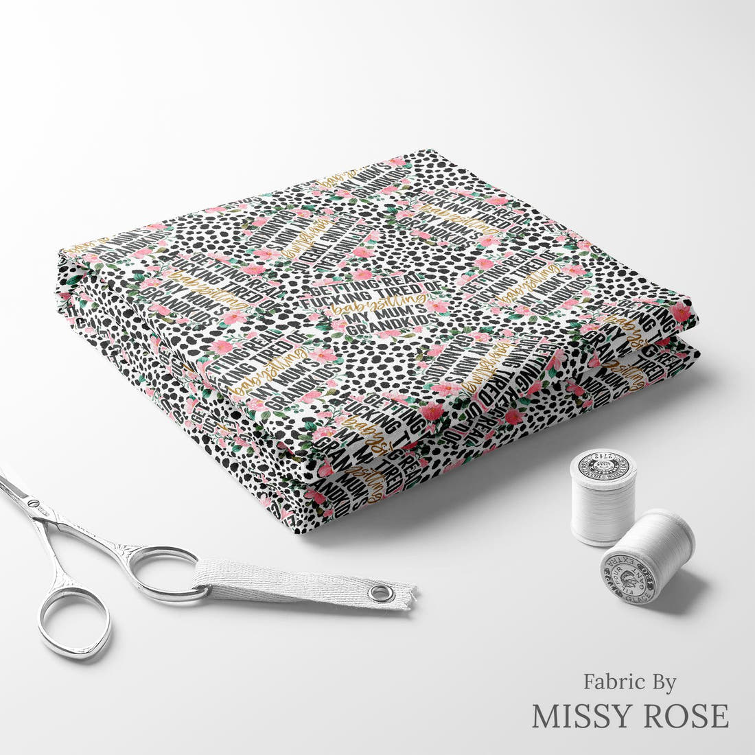 Profanity Fabric 244 folded fabric stack with matching thread - pre-order fabric Australia | Fabric by Missy Rose