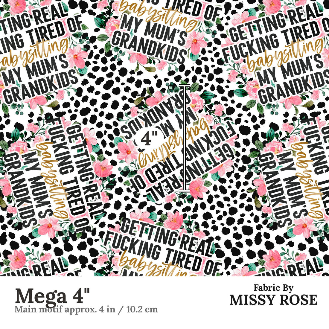Profanity Fabric 244 Mega 4 inch print scale guide | Fabric by Missy Rose