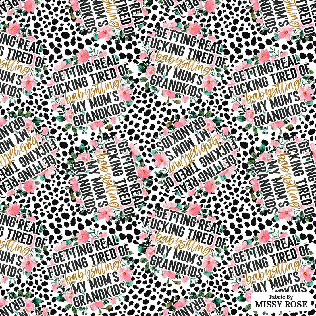 Profanity Fabric 244 - flat view of the print, zoom in for detail | Fabric by Missy Rose
