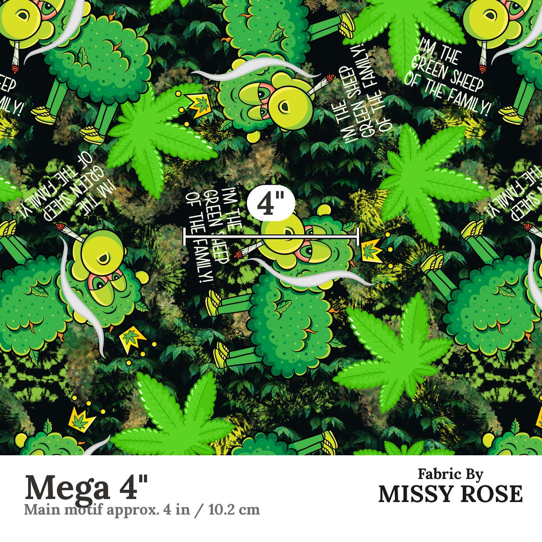 Profanity Fabric 246 Mega 4 inch print scale guide | Fabric by Missy Rose