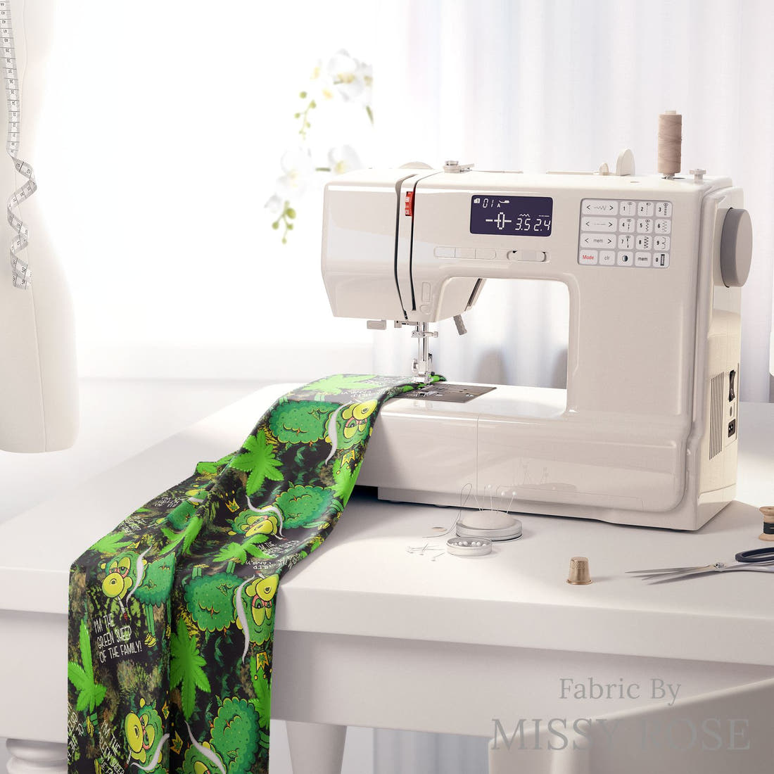 Profanity Fabric 246 on a sewing machine - premium fabric for sewing projects | Fabric by Missy Rose