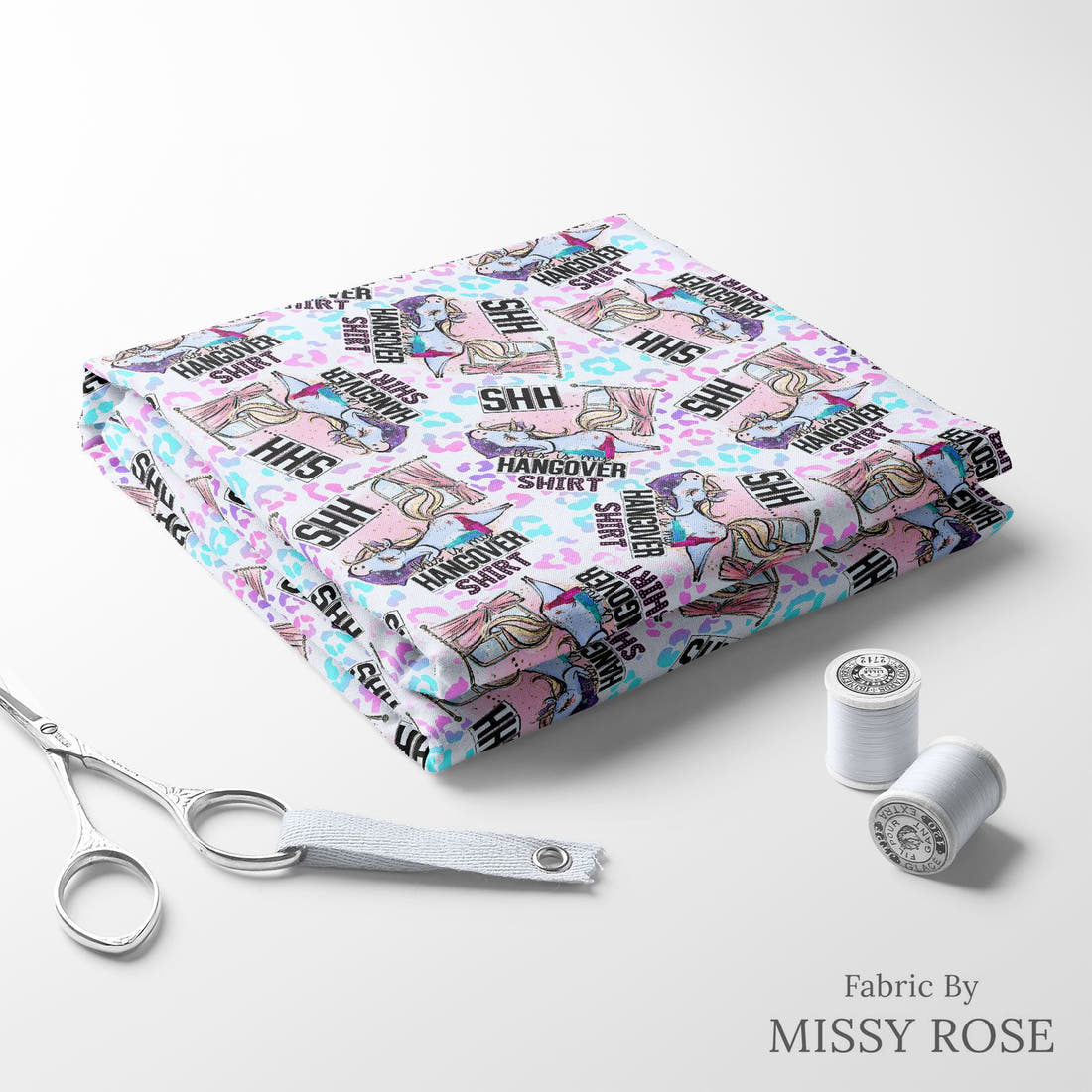 Profanity Fabric 248 folded fabric stack with matching thread - pre-order fabric Australia | Fabric by Missy Rose