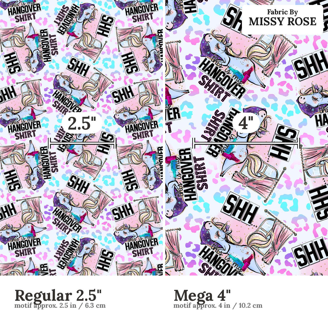 Profanity Fabric 248 Regular 2.5 inch vs Mega 4 inch print scale side by side | Fabric by Missy Rose