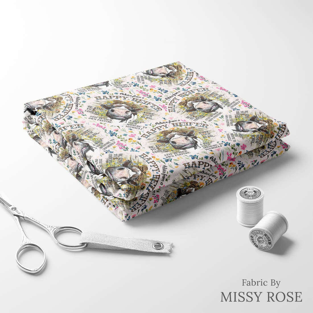 Profanity Fabric 249 folded fabric stack with matching thread - pre-order fabric Australia | Fabric by Missy Rose