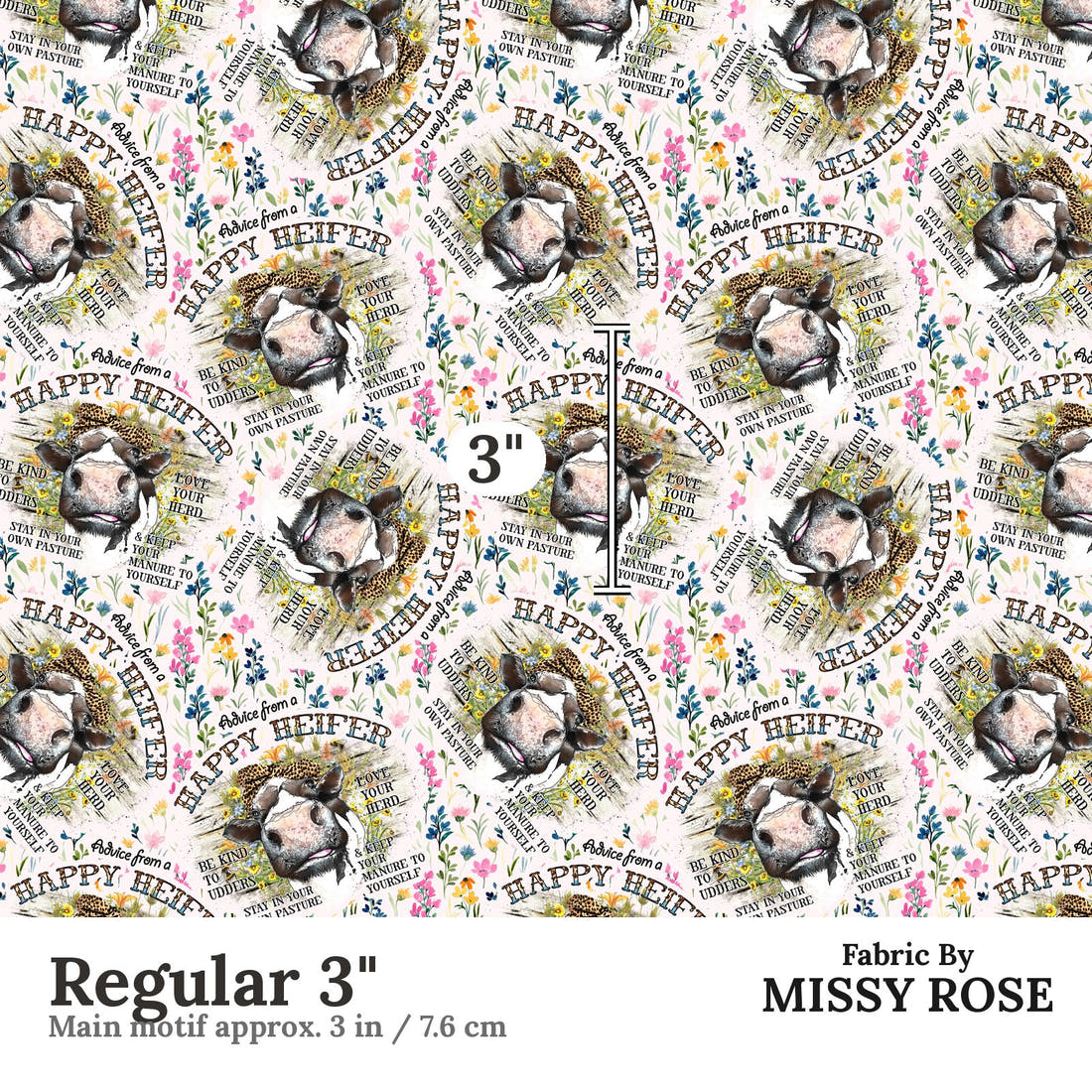 Profanity Fabric 249 Regular 3 inch print scale guide | Fabric by Missy Rose