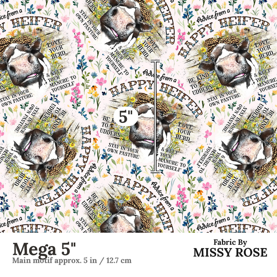 Profanity Fabric 249 Mega 5 inch print scale guide | Fabric by Missy Rose
