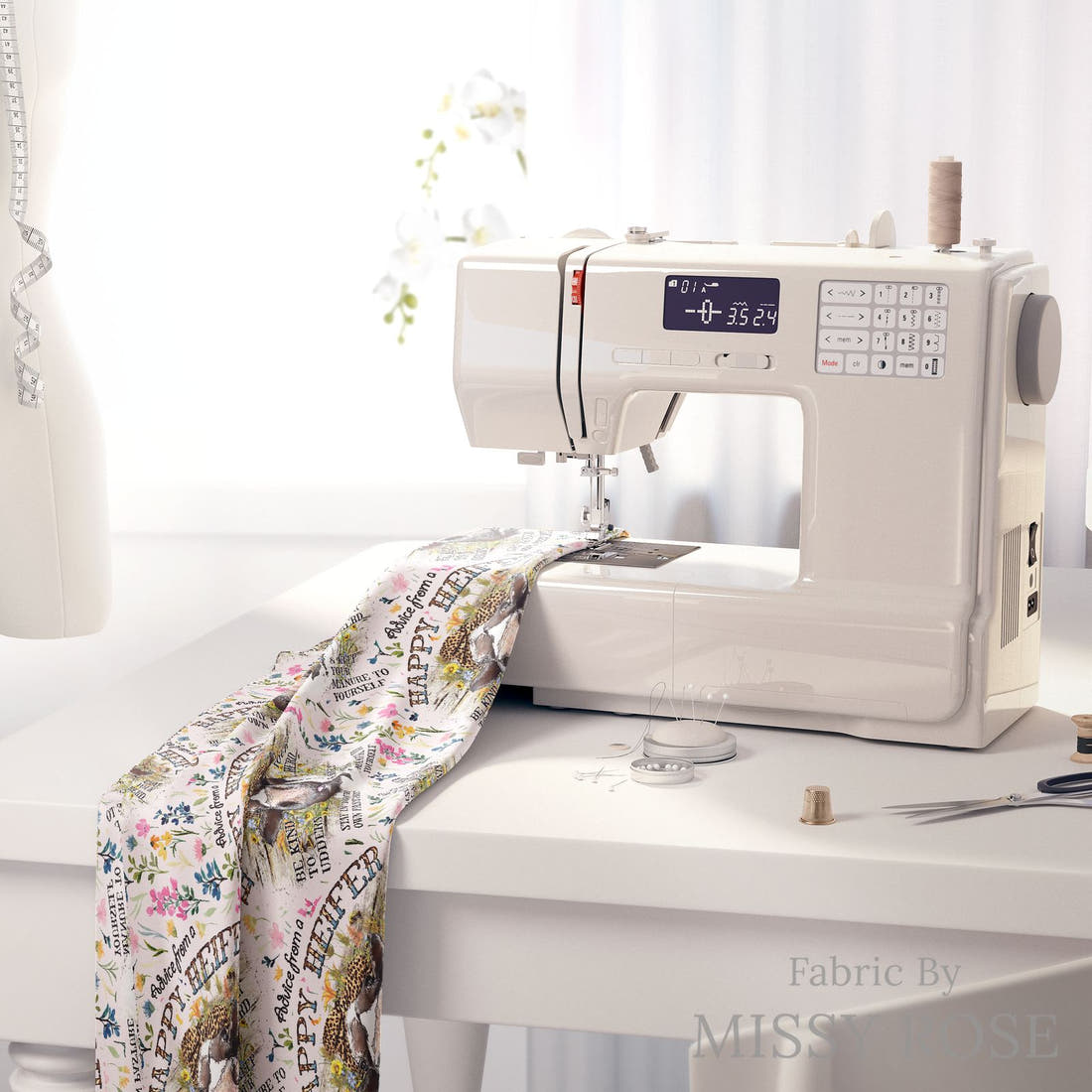 Profanity Fabric 249 on a sewing machine - premium fabric for sewing projects | Fabric by Missy Rose