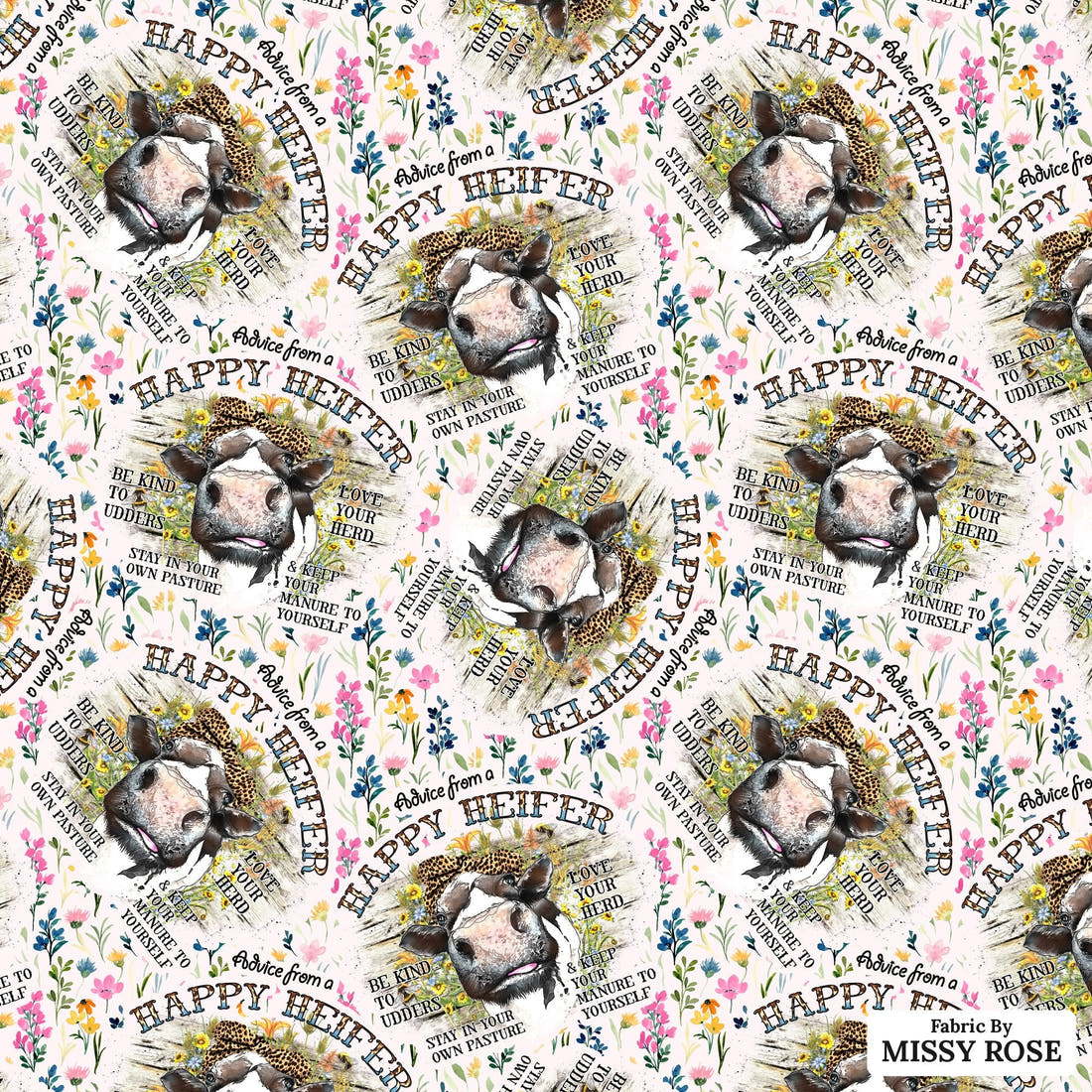 Profanity Fabric 249 - flat view of the print, zoom in for detail | Fabric by Missy Rose