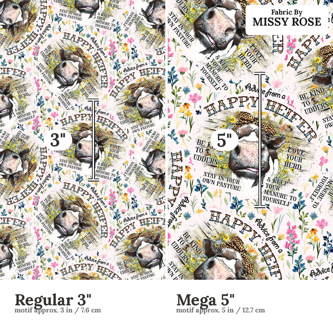 Profanity Fabric 249 Regular 3 inch vs Mega 5 inch print scale side by side | Fabric by Missy Rose