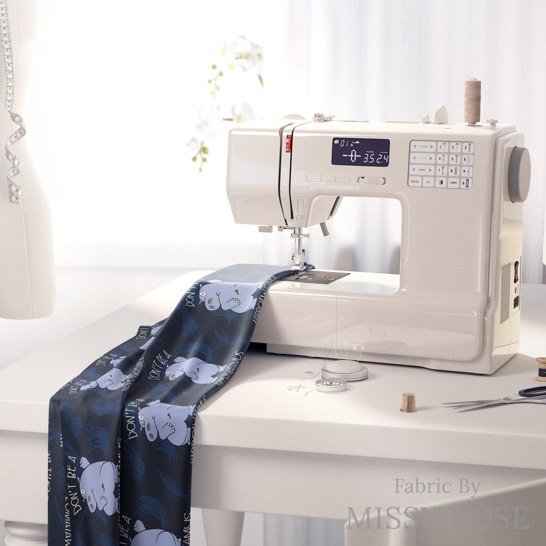 Profanity Fabric 250 on a sewing machine - premium fabric for sewing projects | Fabric by Missy Rose