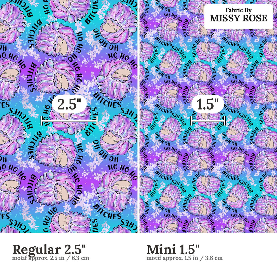 Profanity Fabric 251 Regular 2.5 inch vs Mini 1.5 inch print scale side by side | Fabric by Missy Rose