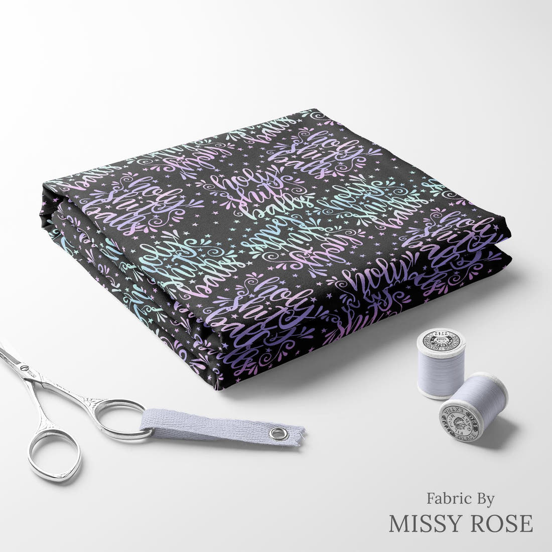 Profanity Fabric 252 folded fabric stack with matching thread - pre-order fabric Australia | Fabric by Missy Rose
