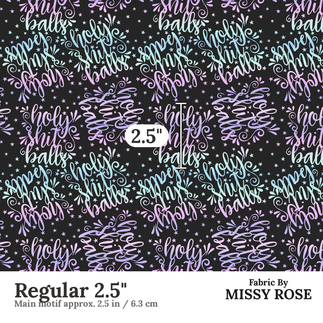 Profanity Fabric 252 Regular 2.5 inch print scale guide | Fabric by Missy Rose