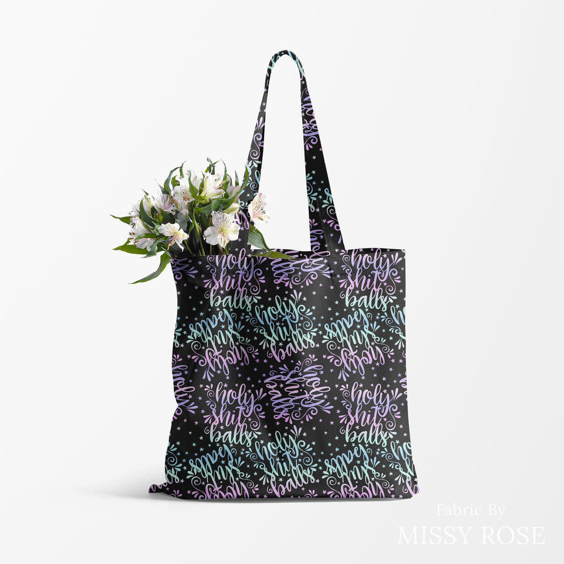 Profanity Fabric 252 made up as a tote bag - see how the print looks made up | Fabric by Missy Rose
