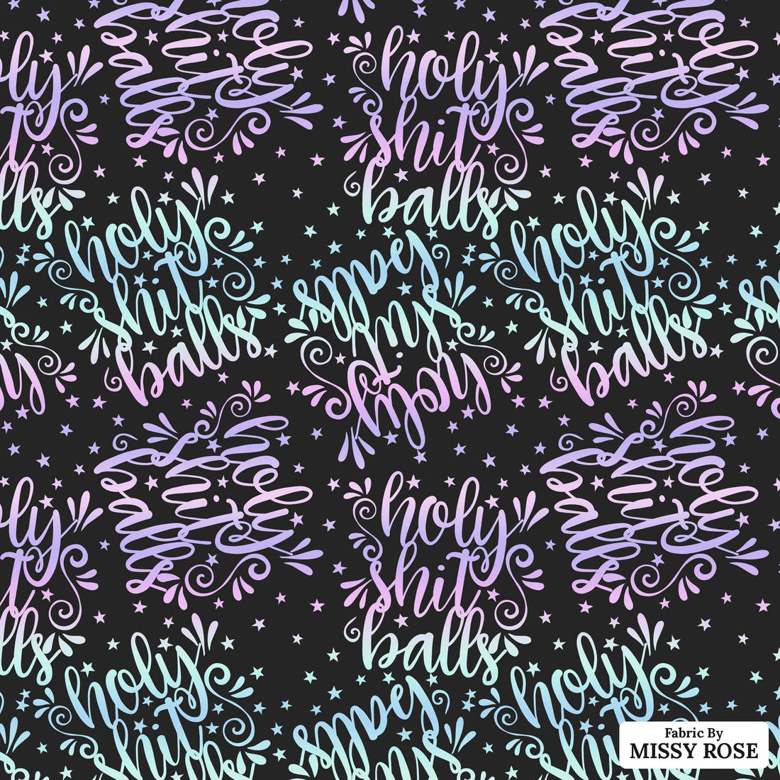 Profanity Fabric 252 - flat view of the print, zoom in for detail | Fabric by Missy Rose