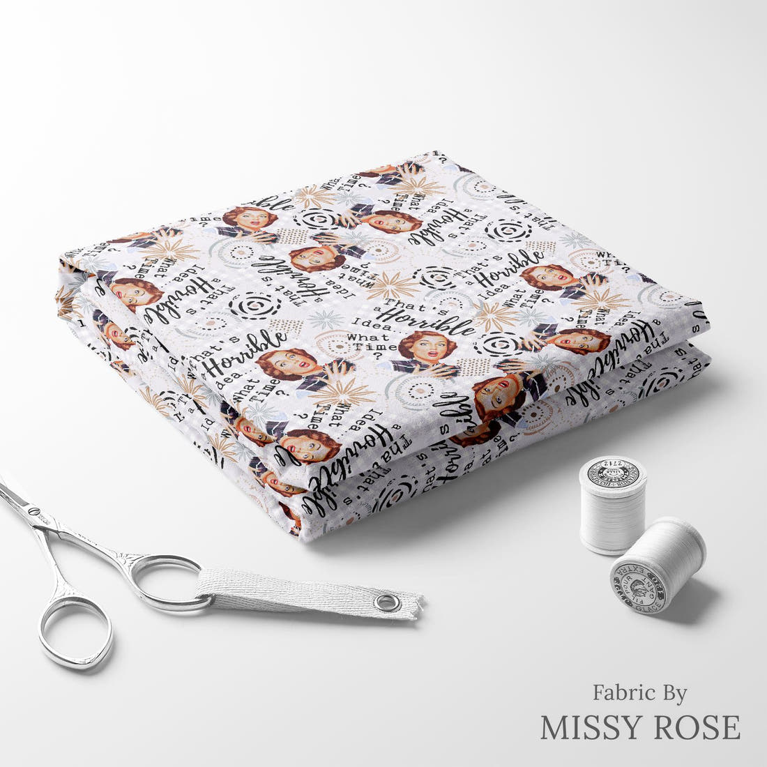 Profanity Fabric 254 folded fabric stack with matching thread - pre-order fabric Australia | Fabric by Missy Rose
