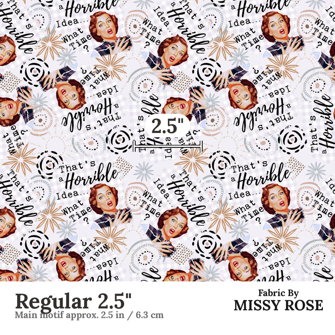 Profanity Fabric 254 Regular 2.5 inch print scale guide | Fabric by Missy Rose